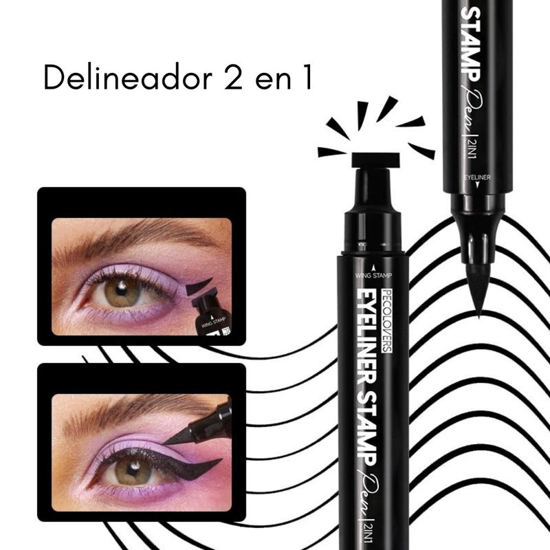 Delineador de ojos resistente al agua 2x1