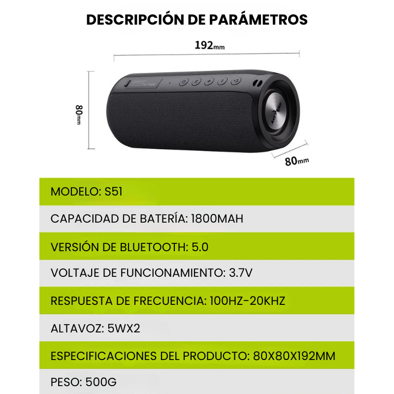 Altavoz Bluetooth ZEALOT S51